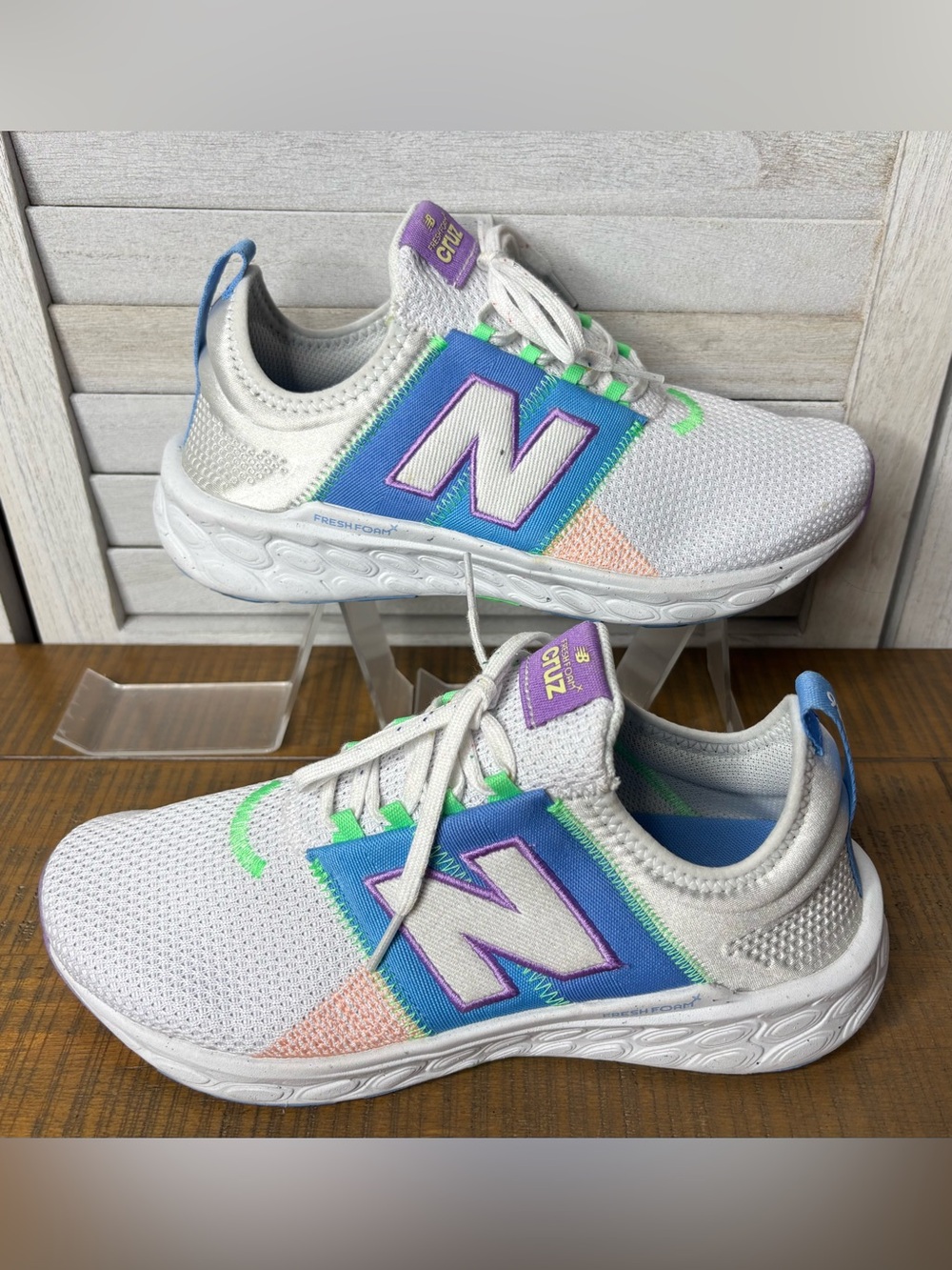 New Balance Fresh Foam X Cruz v3 Artisan Pack White Blue Women 8.5 VGUC - Picture 6 of 16